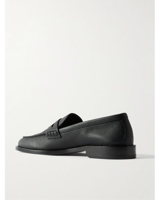 Manolo Blahnik Black Perry Full-Grain Leather Penny Loafers for men