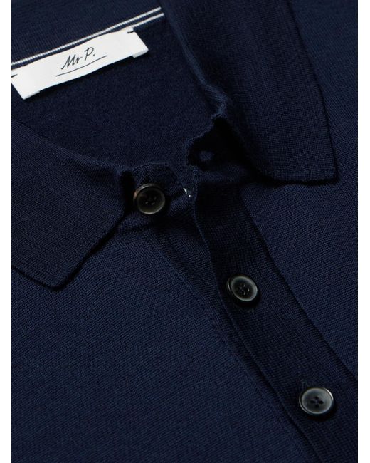 Mr P. Blue Merino Wool Polo Shirt for men