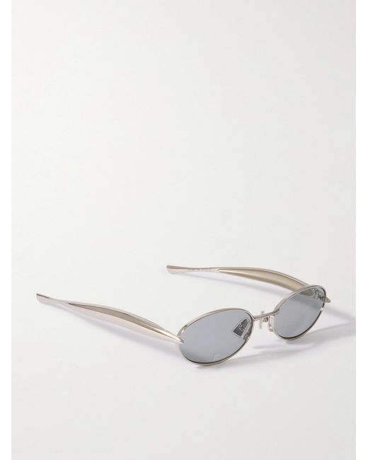 Bottega Veneta Gray Sardine Oval-Frame-Tone Sunglasses for men