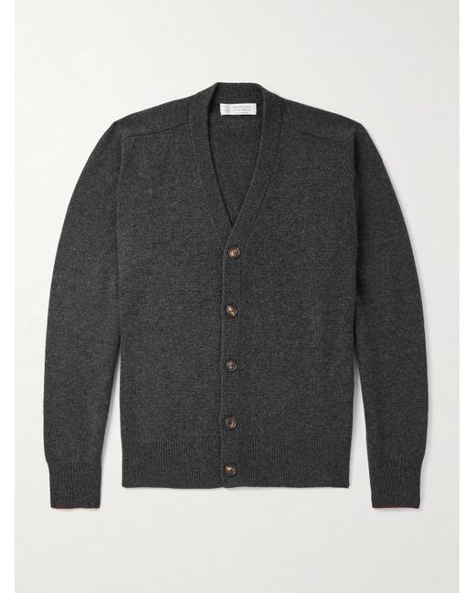 Brunello Cucinelli Gray Cashmere Cardigan for men