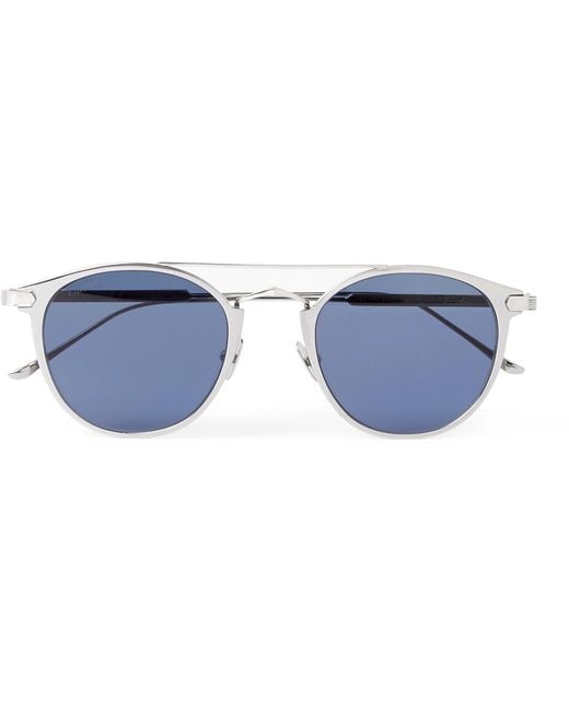 Cartier Gray Signature C De Cartier Round-frame Silver-tone Sunglasses for men