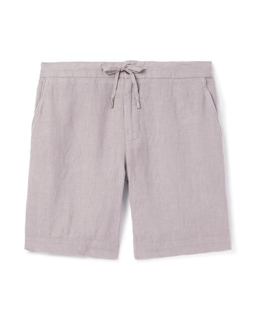 Mr P. Purple Straight-leg Linen Drawstring Bermuda Shorts for men