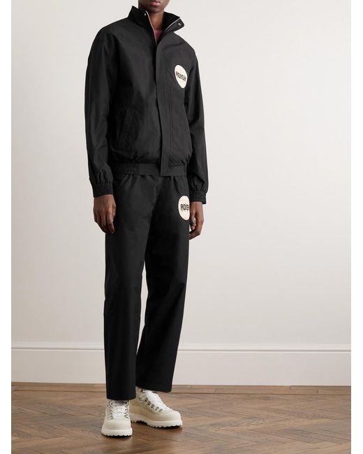Adish Black Straight-Leg Logo-Appliquéd Cotton-Blend Ripstop Trousers for men