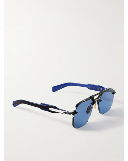 Jacques Marie Mage Blue Silverton Aviator-style Silver-tone And Acetate Sunglasses for men