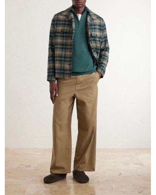 Altea Green Virgin Wool Half-zip Sweater for men