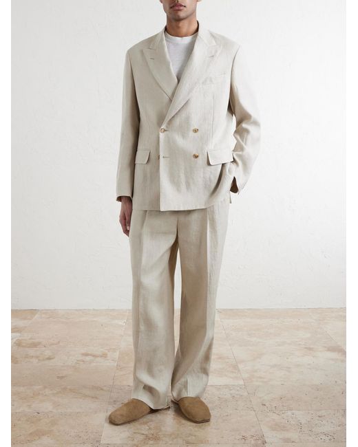 Kaptain Sunshine White Straight-leg Linen And Silk-blend Trousers for men