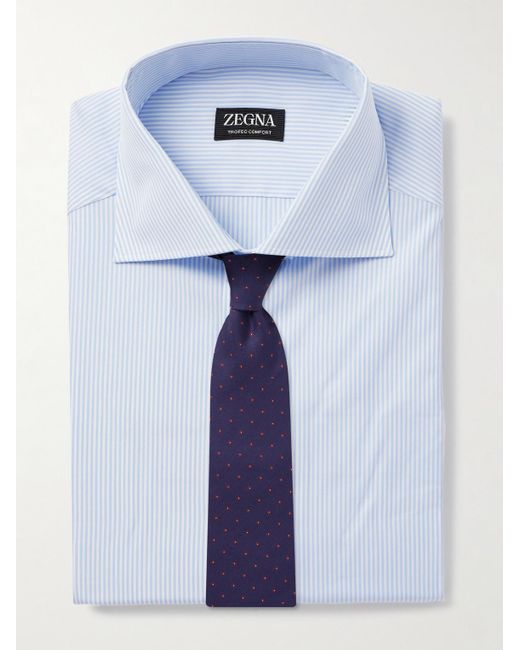 Zegna Blue Striped Cotton Shirt for men