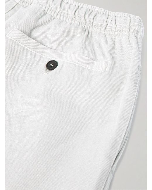 Pantaloni a gamba larga in twill di misto cotone e lyocell con logo ricamato e coulisse di Palm Angels in White da Uomo