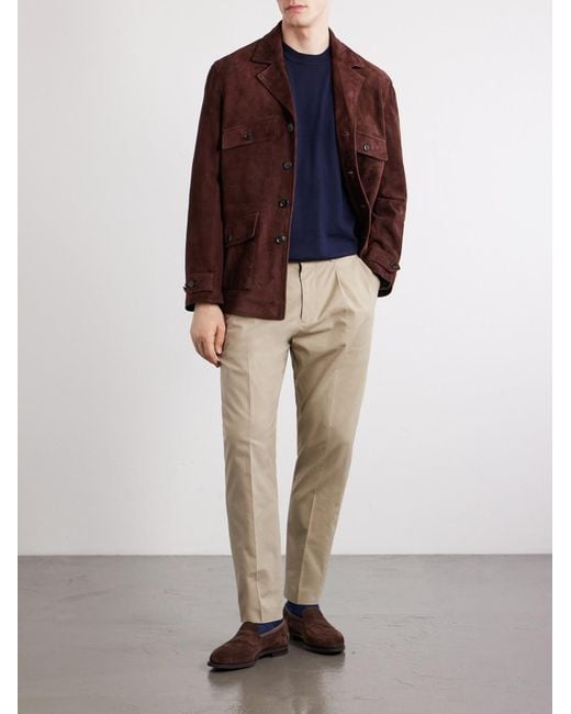 Paul Smith Natural Straight-Leg Pleated Organic Cotton-Twill Trousers for men