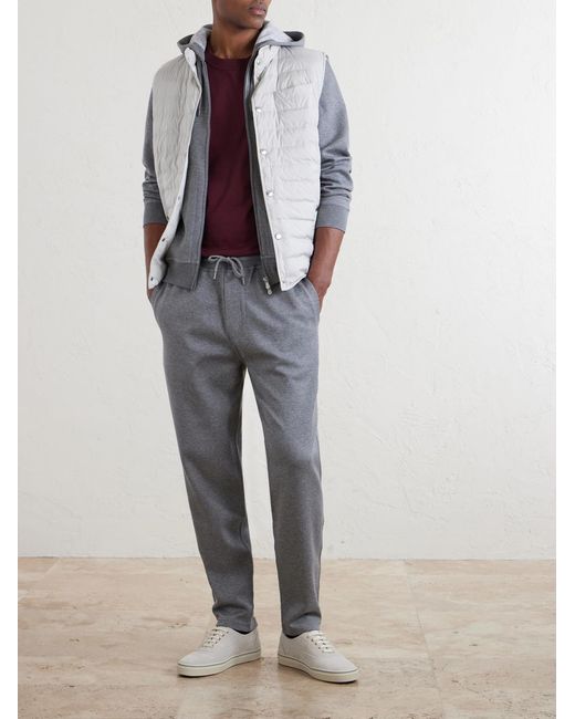 Brunello Cucinelli Gray Tapered Cotton, Cashmere And Silk-Blend Jersey Sweatpants for men