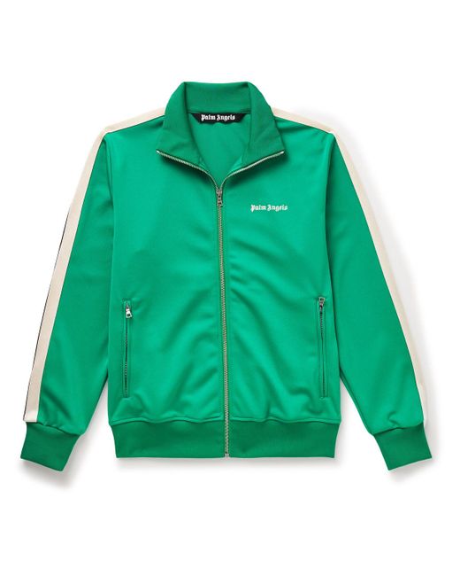 Palm Angels Green Logo-embroidered Tech-jersey Track Jacket for men