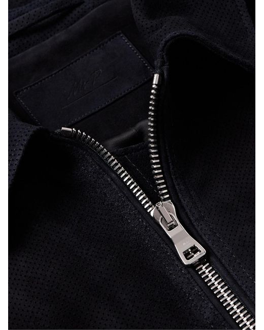 Mr P. Blue Golf Perforated Suede Blouson Jacket for men