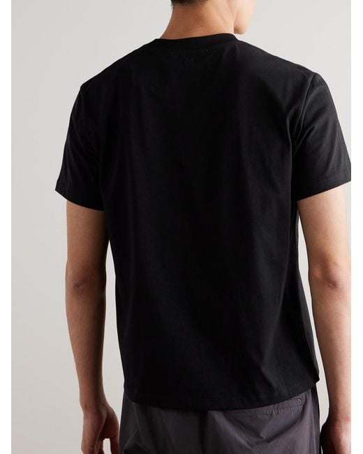 AMI Black Logo-Embroidered Cotton-Jersey T-Shirt for men