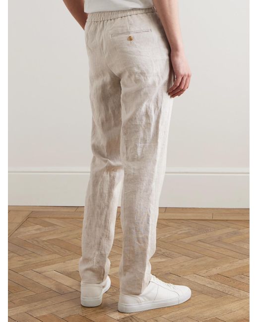 Mr P. Natural James Straight-Leg Linen Drawstring Trousers for men