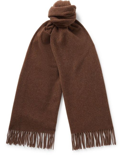 Acne Studios Canada Narrow Fringed Wool Scarf in Brown for Men | Lyst