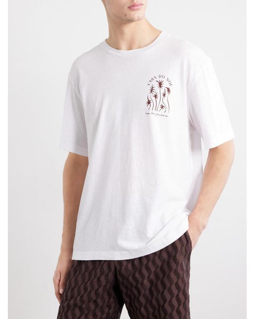 Frescobol Carioca White Dinis Printed Cotton-Jersey T-Shirt for men