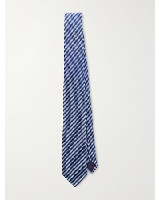 Charvet Blue 8.5cm Striped Silk-jacquard Tie for men