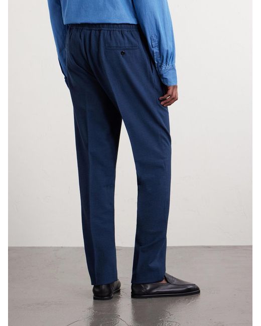 Rubinacci Blue Straight-leg Linen Trousers for men