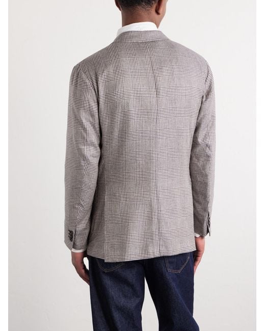 J. Mueser Gray Wavery Prince Of Wales Silk Blazer for men