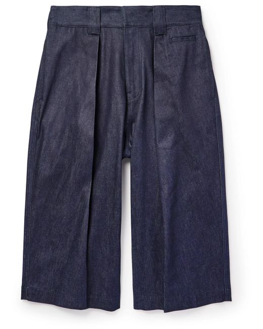 Loewe Blue Paula's Ibiza Wide-leg Pleated Logo-appliquéd Denim Shorts for men