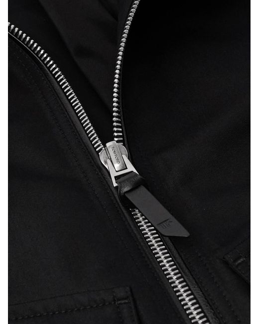 Tom Ford Black Coated Cotton-Canvas Bomber Jacket for men