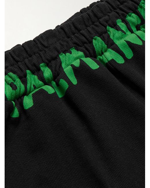 Palm Angels Green Logo-print Cotton-jersey Drawstring Shorts for men