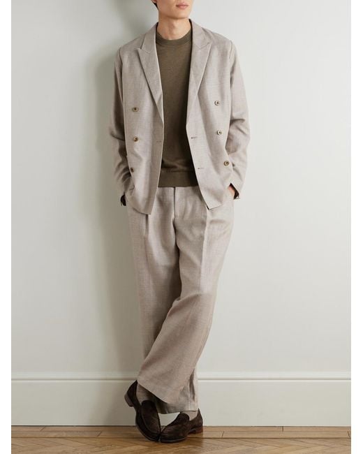 NN07 Natural Jordin 10027 Double-Breasted Linen And Wool-Blend Suit Jacket for men