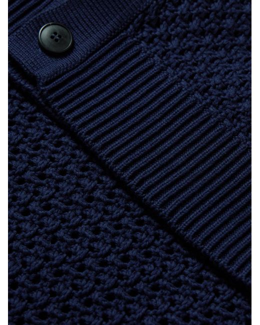 Cardigan in cotone crochet di Sunspel in Blue da Uomo