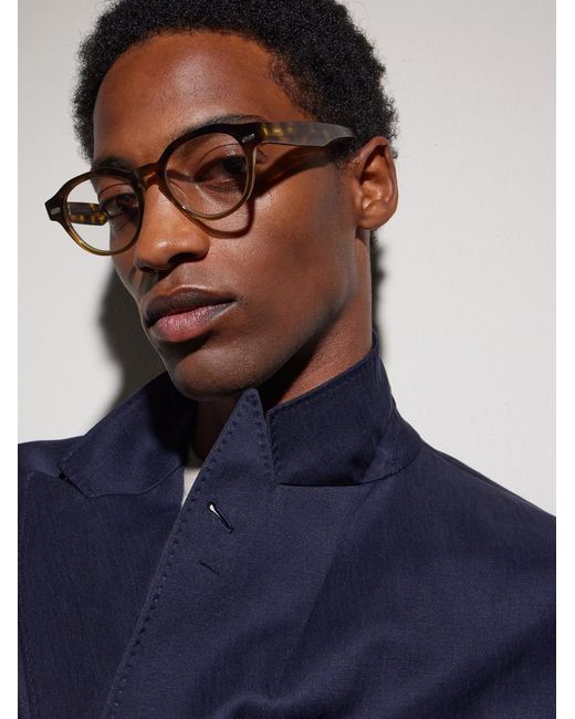 Brunello Cucinelli Natural Round-Frame Acetate Glasses for men