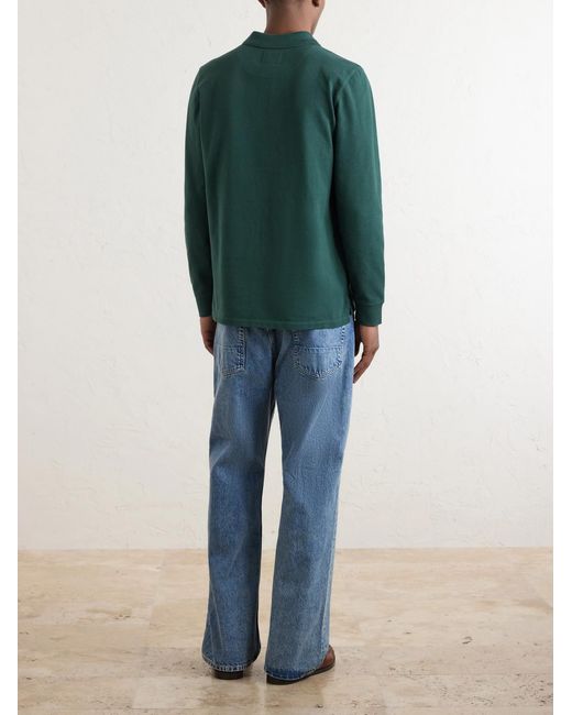 Drake's Green Cotton-Piqué Polo Shirt for men