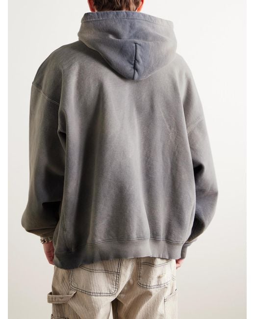 GALLERY DEPT. Gray Ventura Logo-Appliquéd Distressed Cotton-Jersey Hoodie for men