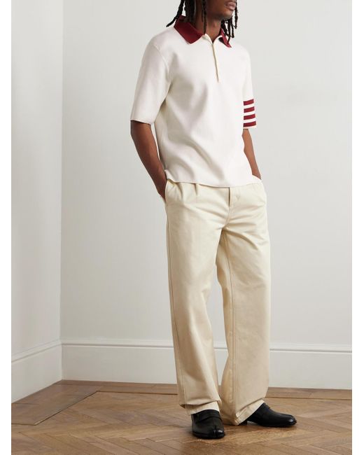 Thom Browne Polohemd aus Baumwolle mit Streifen in White für Herren