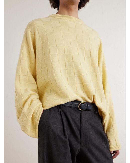 The Elder Statesman Yellow Culver Checked Cashmere Sweater for men