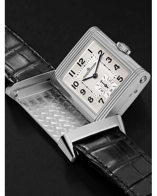 Jaeger-lecoultre Black Reverso Classic Large Hand-Wound 45Mm X 27Mm Stainless Steel And Alligator Watch, Ref. No. Q3858520 for men