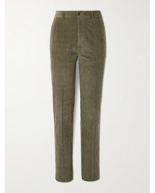Massimo Alba Green Mauko Straight-Leg Prince Of Wales Checked Cotton-Blend Corduroy Suit Trousers for men