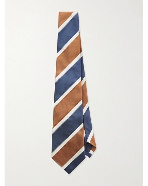 Dunhill White 9.5cm Striped Silk Tie for men