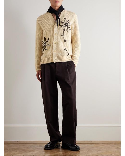 NN07 Natural Mika Flower 6620 Embroidered Recycled Knitted Cardigan for men