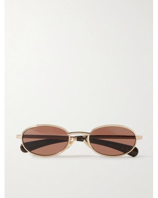 Gucci Metallic Oval-Frame-Tone Sunglasses for men