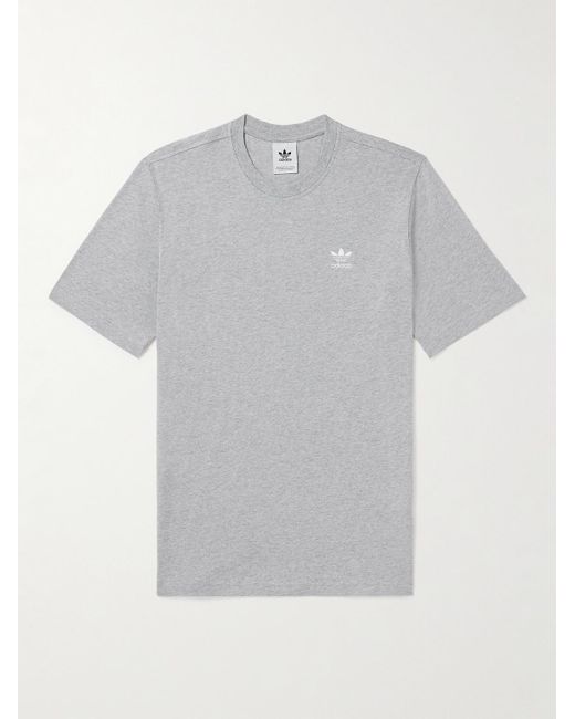 Adidas Originals Gray Essentials Logo-embroidered Cotton-jersey T-shirt for men