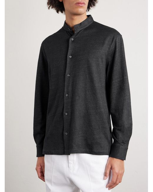 Brunello Cucinelli Blue Linen And Cotton-blend Shirt for men