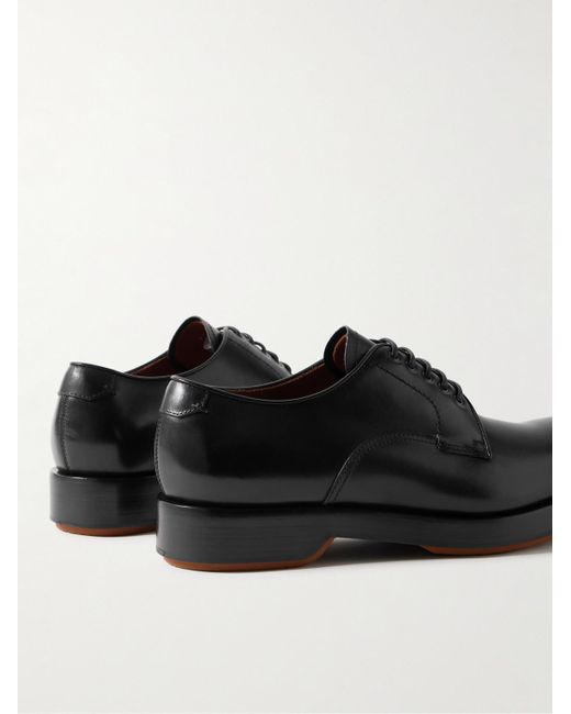 Zegna Black Udine Leather Derby Shoes for men