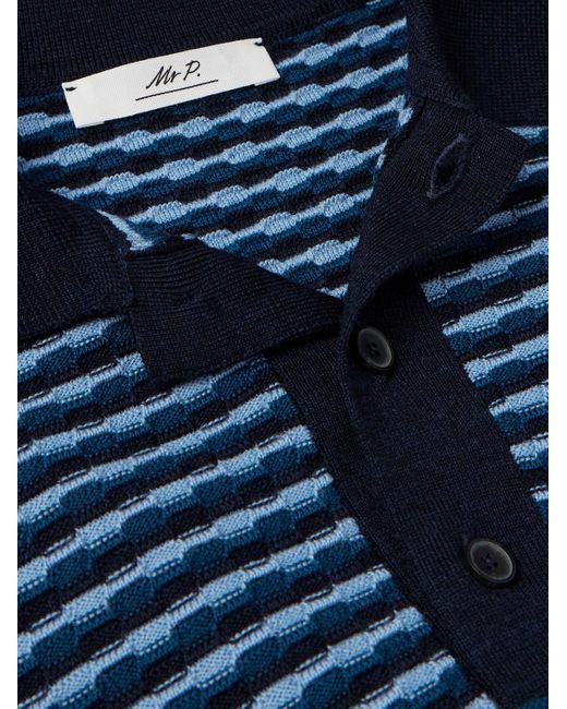 Mr P. Blue Striped Wool Polo Shirt for men