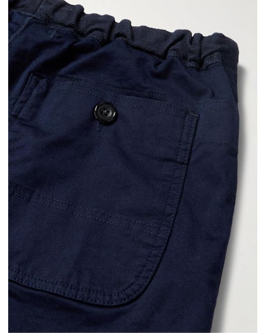 Beams Plus Blue Gym Tapered Stretch-cotton Twill Drawstring Trousers for men