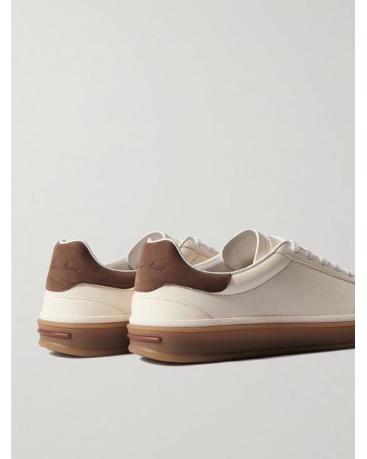 Loro Piana Natural Tennis Walk Suede-Trimmed Leather Sneakers for men