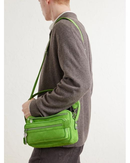 Acne Green Camero Party Suede Pouch for men