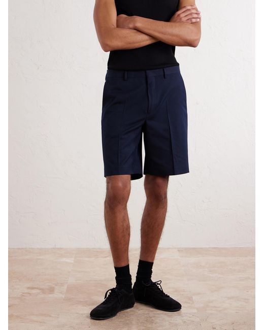 Dries Van Noten Blue Straight-Leg Cotton And Wool-Blend Shorts for men