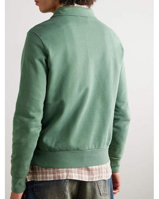 Polo Ralph Lauren Green Slim-Fit Logo-Embroidered Cotton-Jersey Half-Zip Sweatshirt for men
