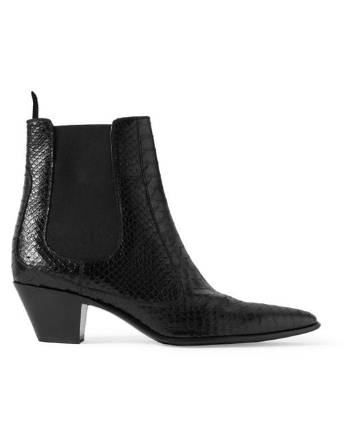 Céline Black Snake-Effect Leather Chelsea Boots for men