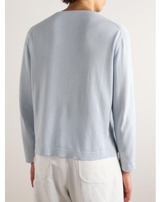 STÒFFA Blue Mélange Mouliné-cotton Sweater for men