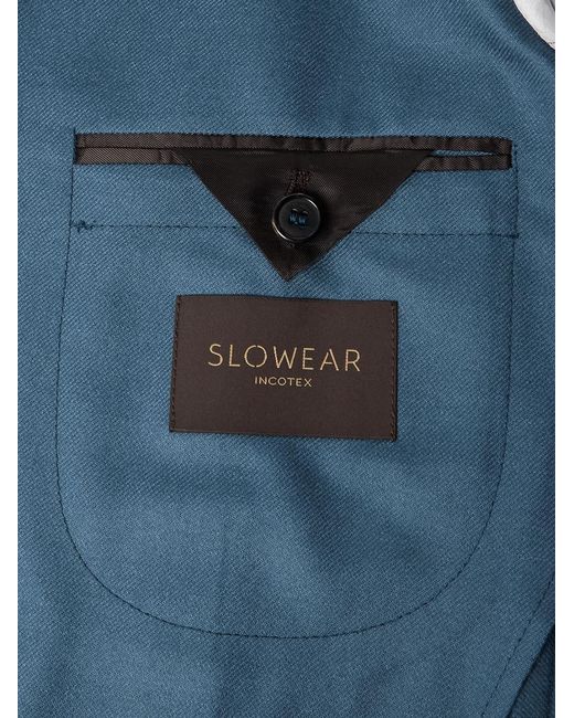 Slowear Blue Slim-Fit Wool-Blend Flannel Blazer for men
